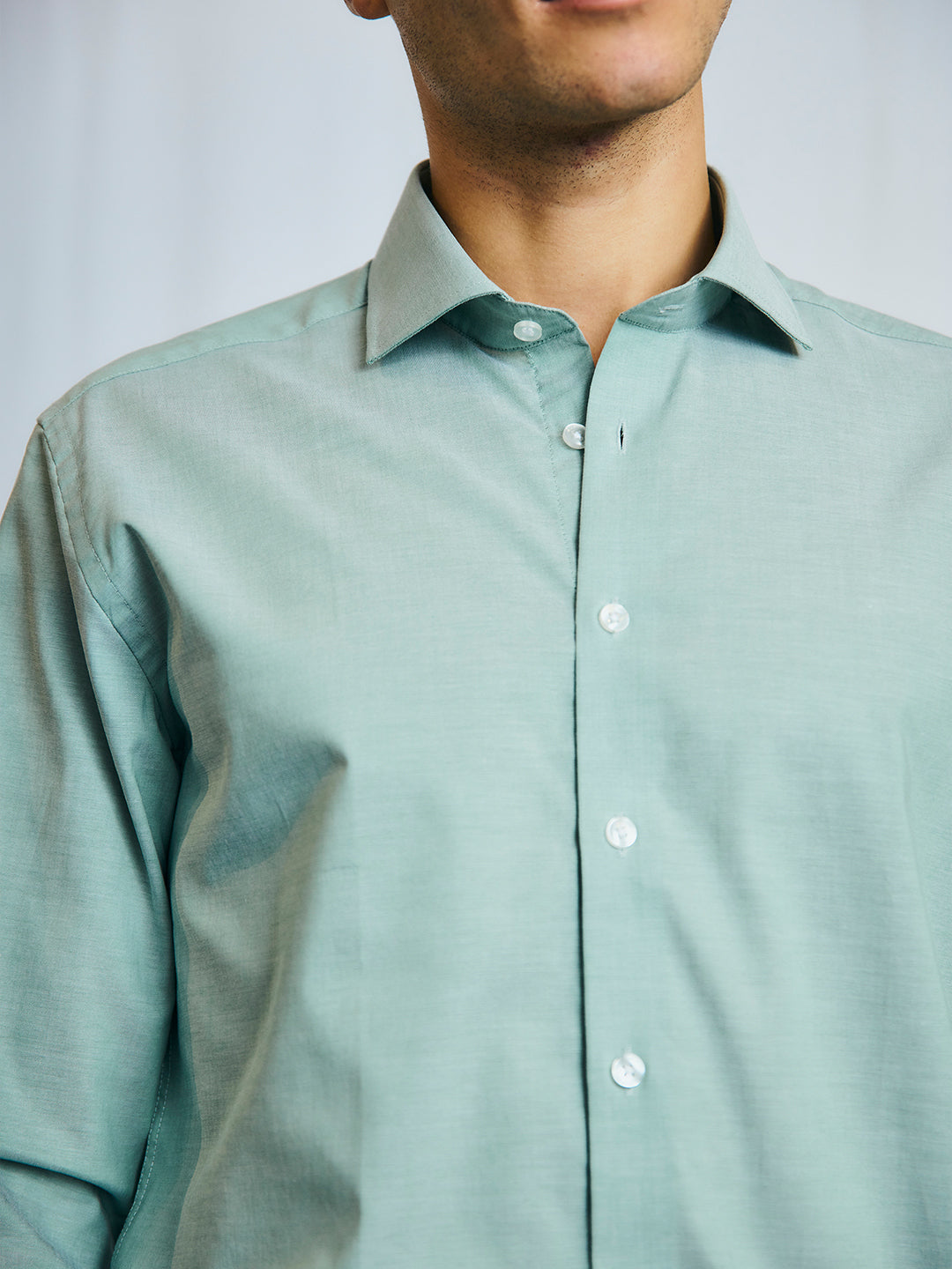 Bruun & Stengade Men Green Solid Collar Shirt