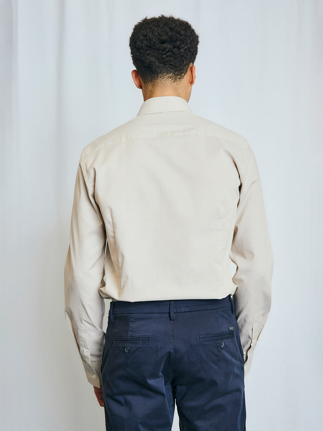 Bruun & Stengade Men Sand Solid Collar Shirt