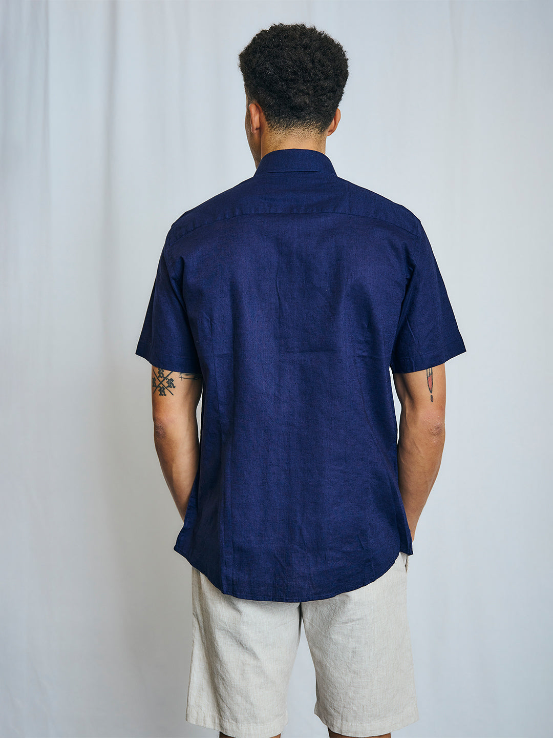 Bruun & Stengade Men Navy Solid Collar Shirt