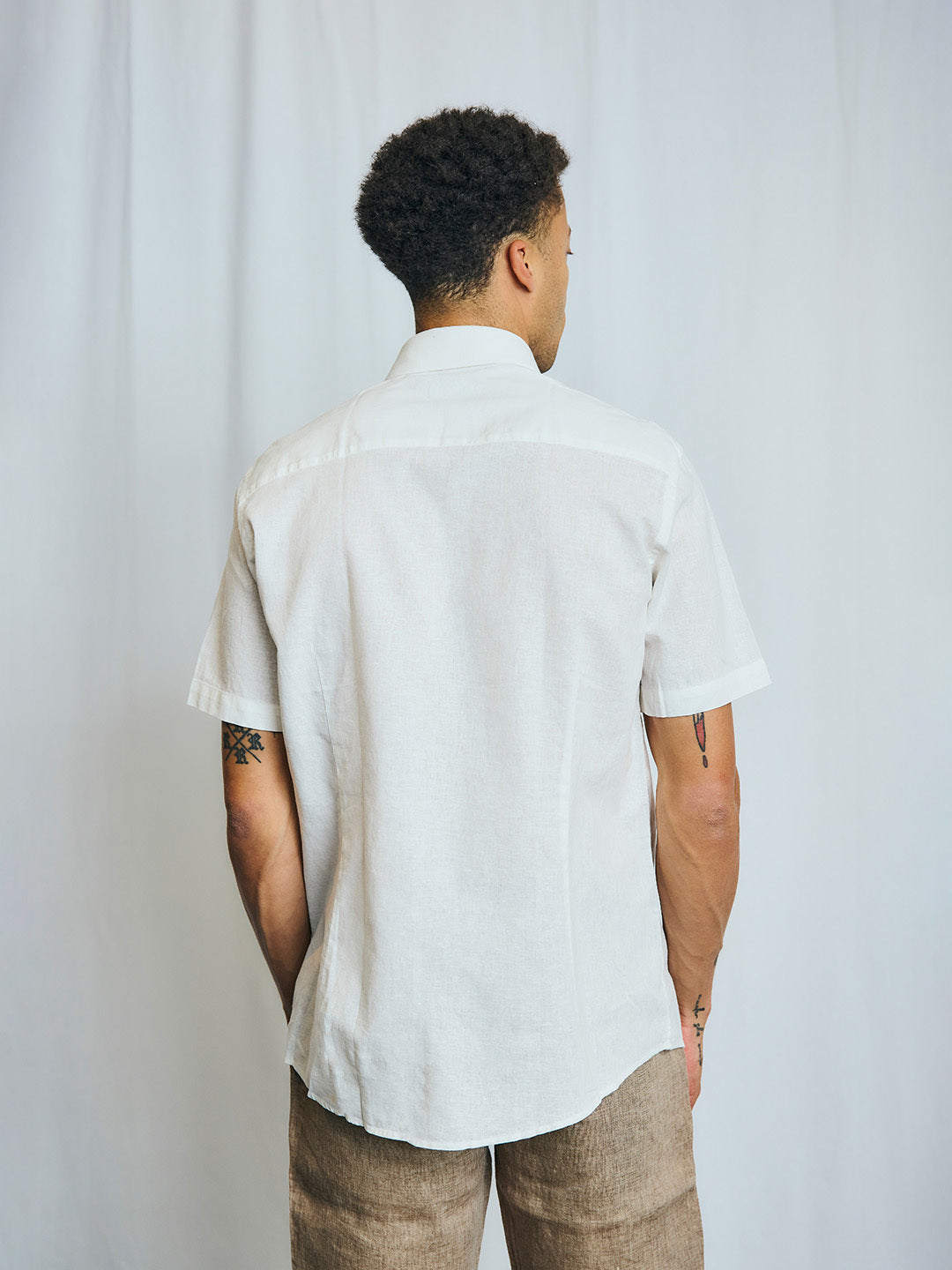 Bruun & Stengade Men White Solid Collar Shirt