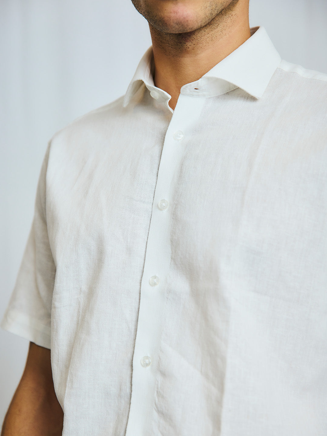 Bruun & Stengade Men White Solid Collar Shirt