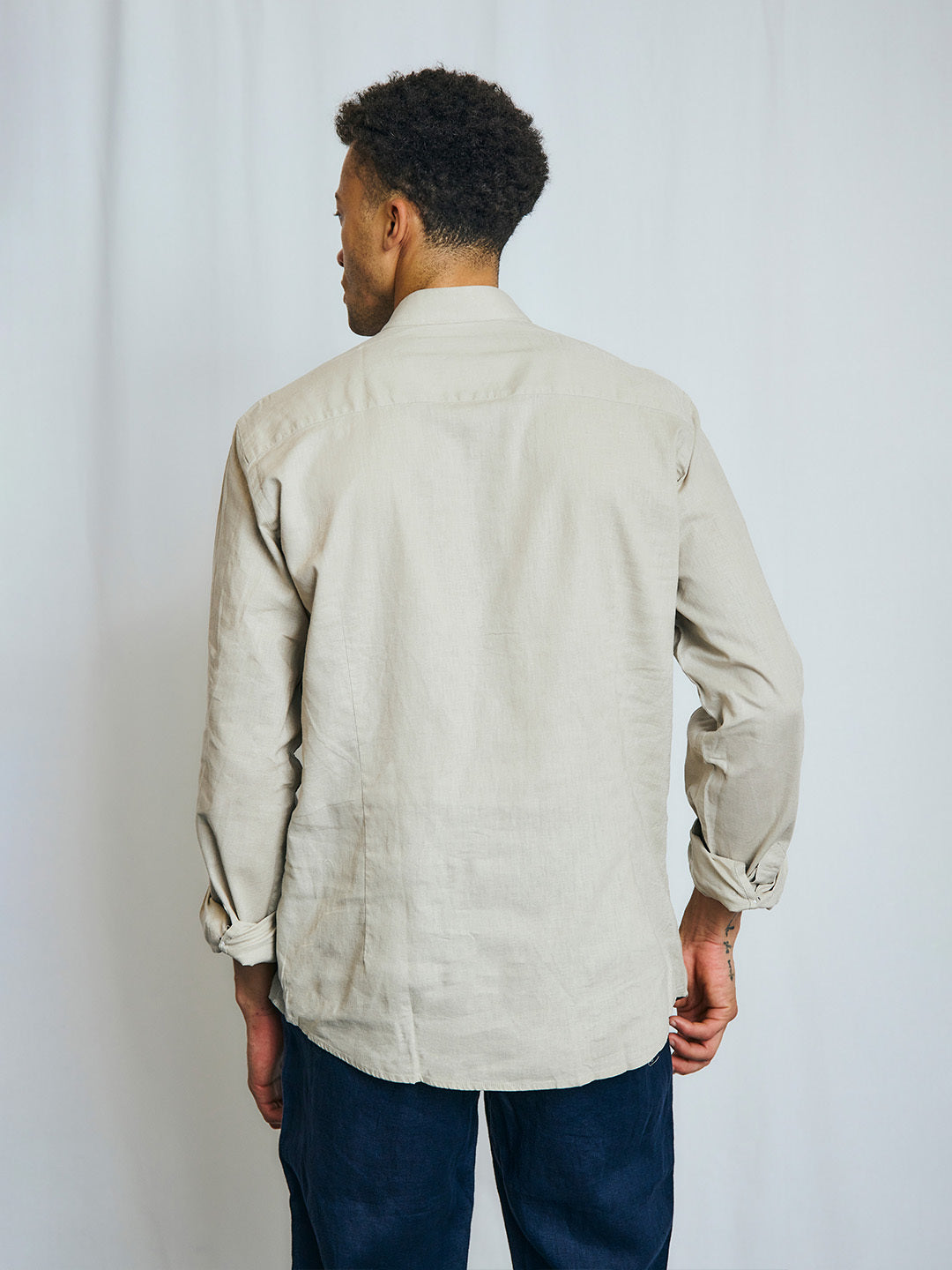 Bruun & Stengade Men Beige Kurta Collar Shirt