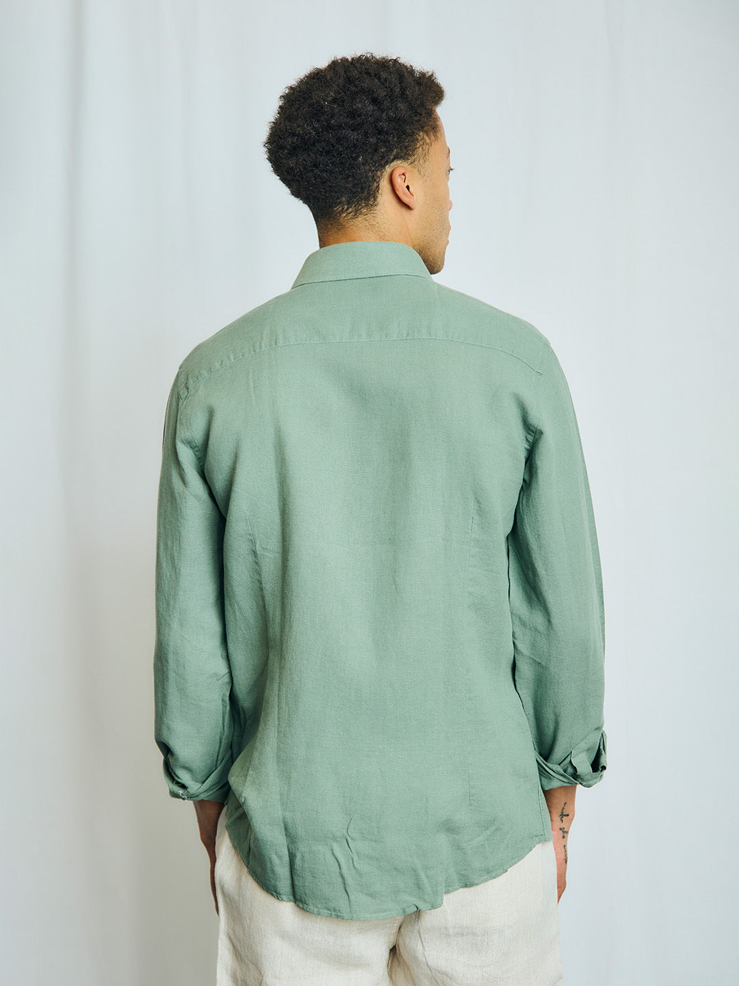 Bruun & Stengade Men Green Solid Collar Shirt