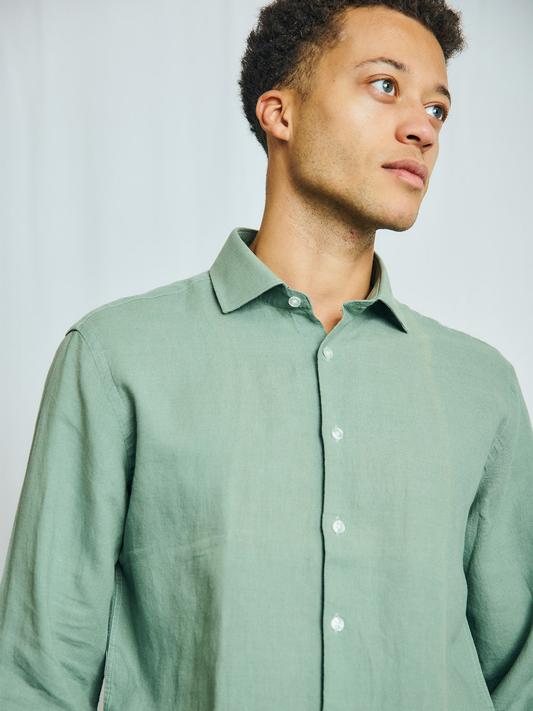 Bruun & Stengade Men Green Solid Collar Shirt