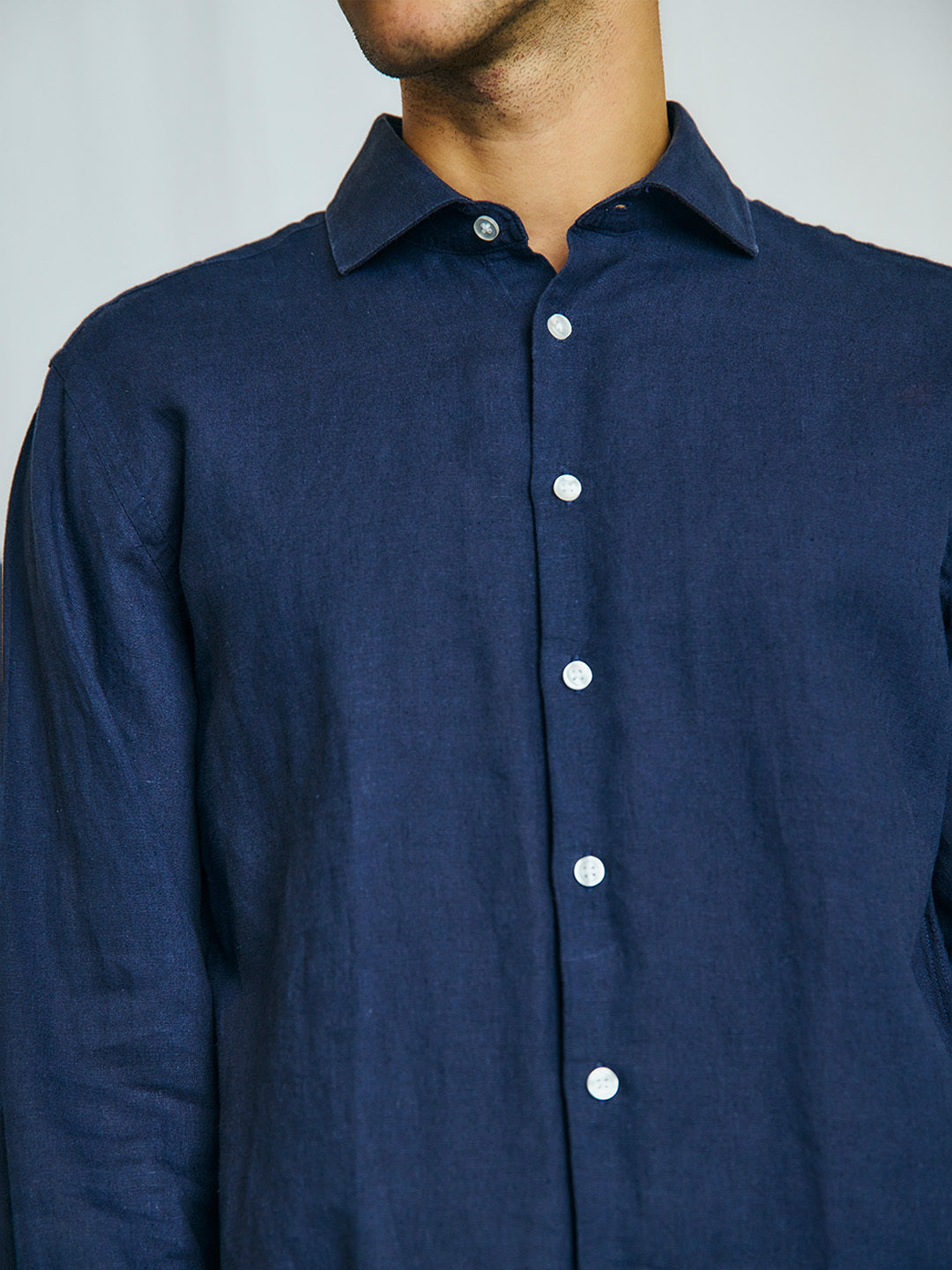 Bruun & Stengade Men Navy Solid Collar Shirt