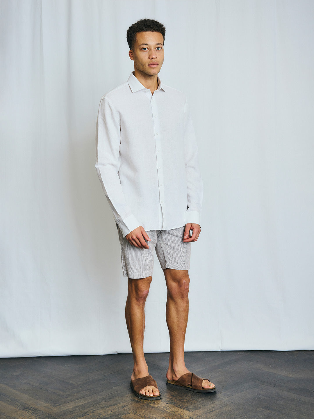 Bruun & Stengade Men White Solid Collar Shirt