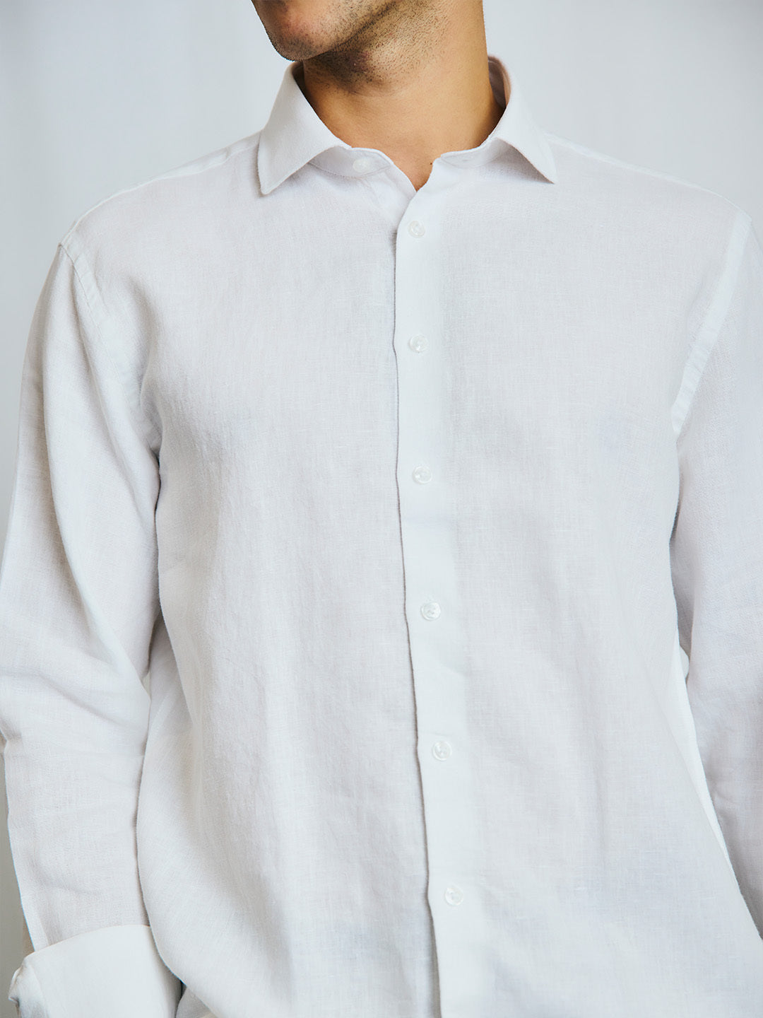 Bruun & Stengade Men White Solid Collar Shirt