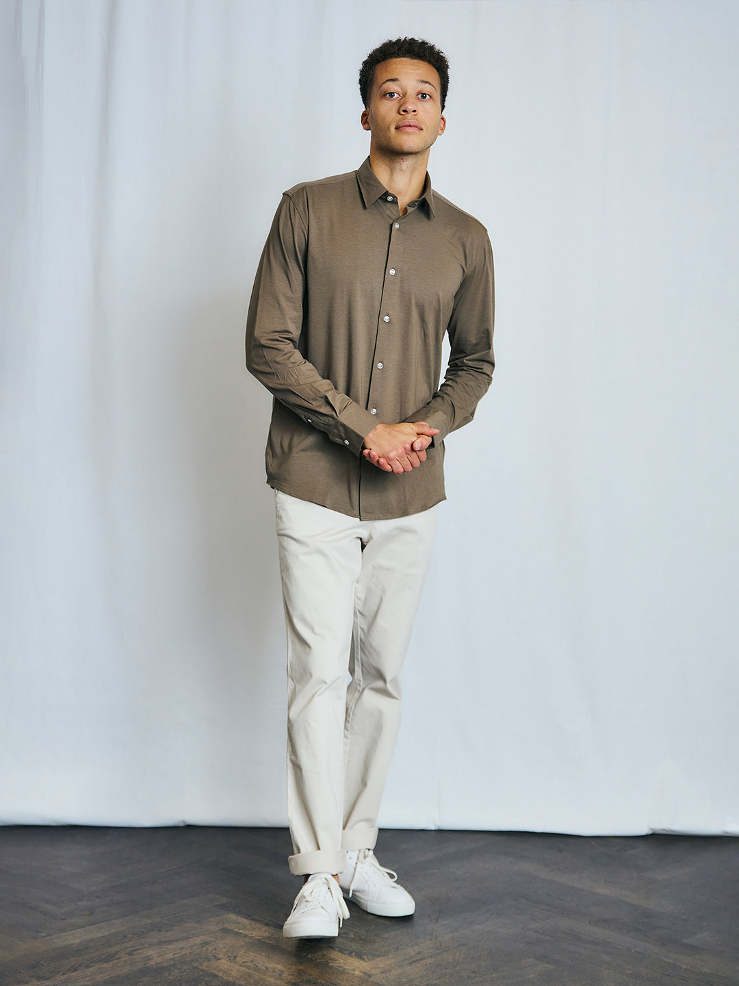 Bruun & Stengade Men Army Solid Collar Shirt