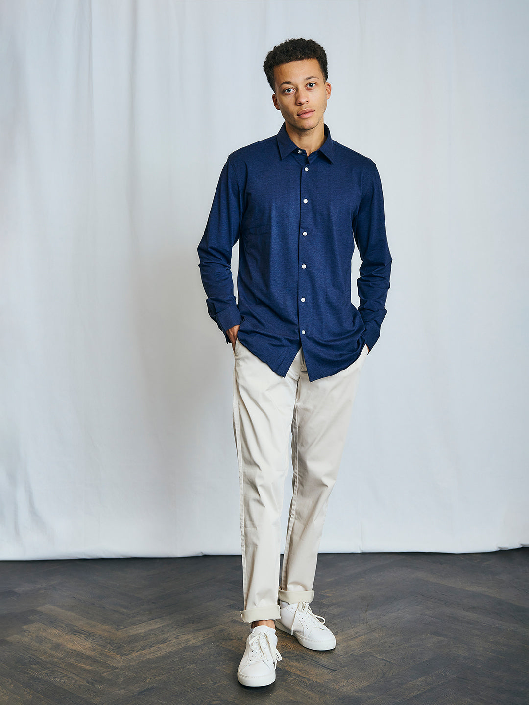 Bruun & Stengade Men Navy Solid Collar Shirt