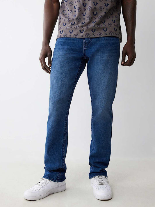 True Religion Men BIG T Ricky Straight Fit Medium Wash Jeans