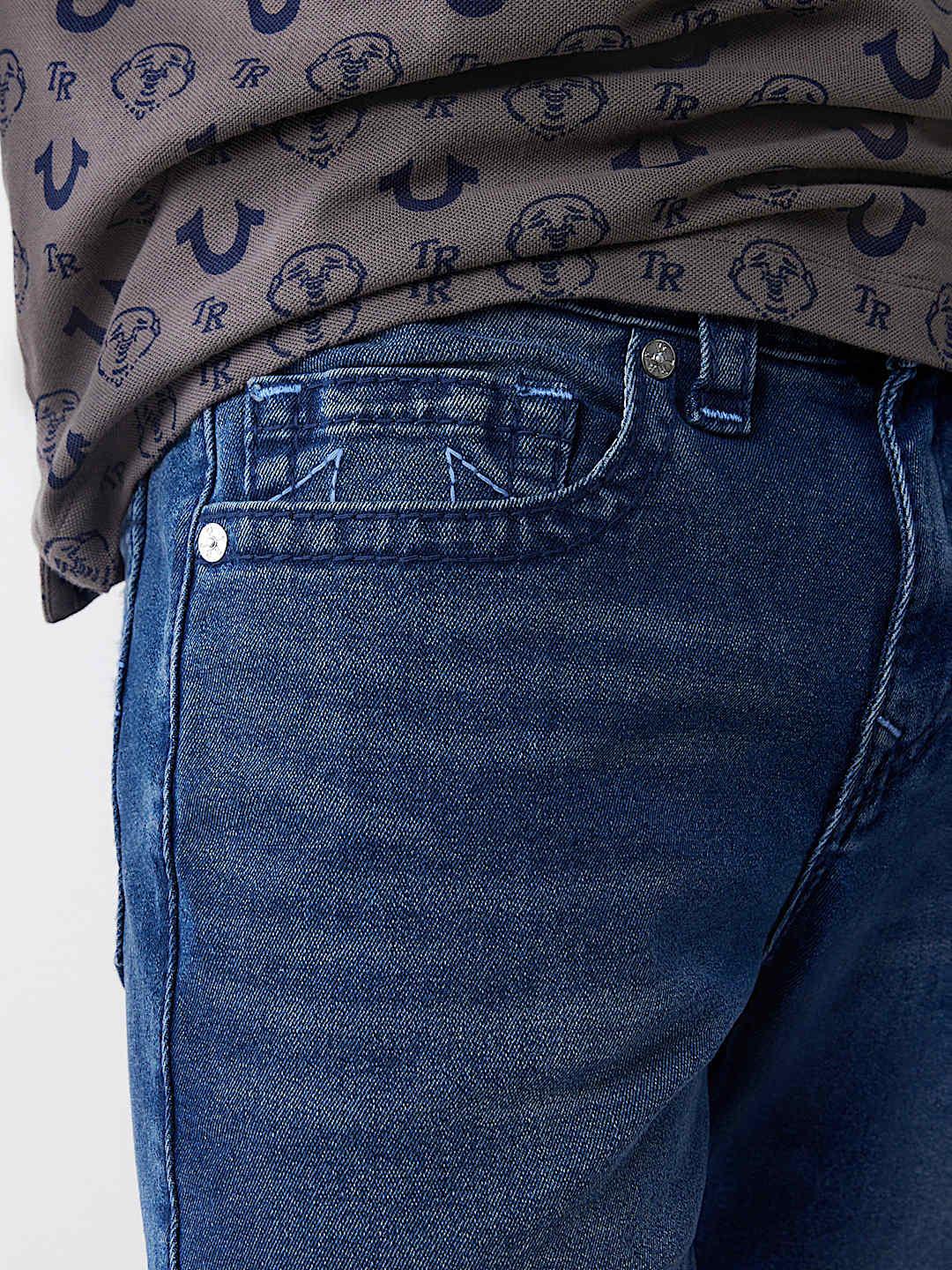 True Religion Men BIG T Ricky Straight Fit Medium Wash Jeans