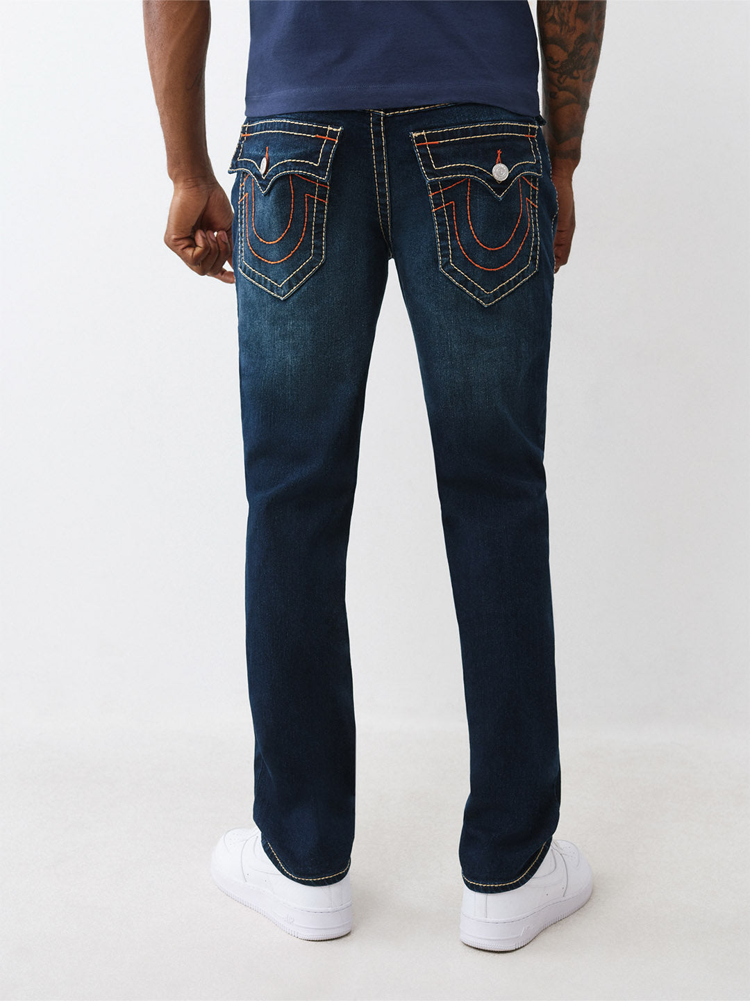 TRUE RELIGION Men GENO Big T Navy Blue Jeans