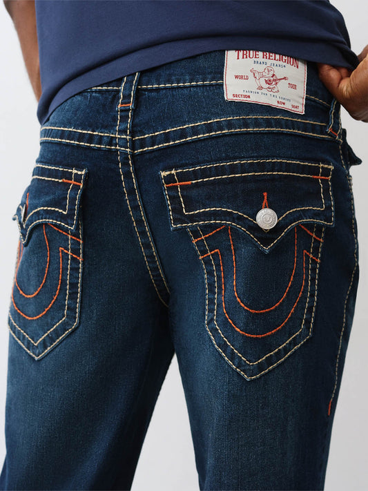 TRUE RELIGION Men GENO Big T Navy Blue Jeans