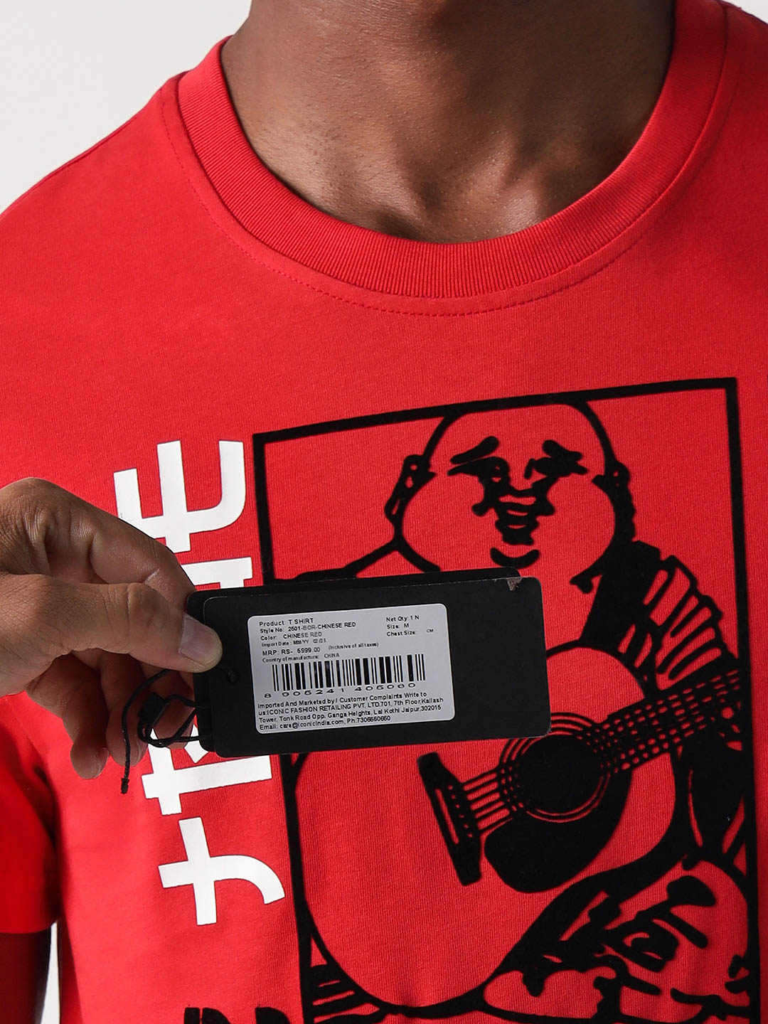 True Religion Men Red Placement Print Round Neck Tshirt