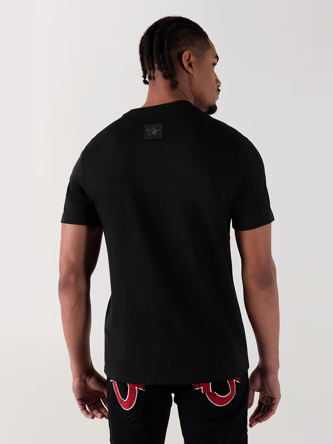 TRUE RELIGION Men Black Printed Round Neck Regular Fit T Shirt