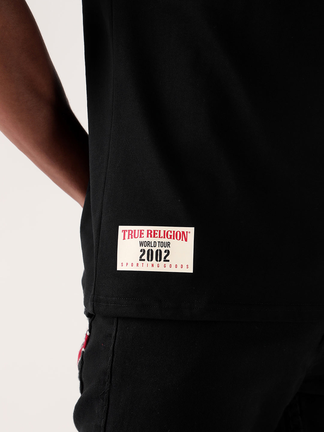 TRUE RELIGION Men Black Printed Round Neck Regular Fit T Shirt