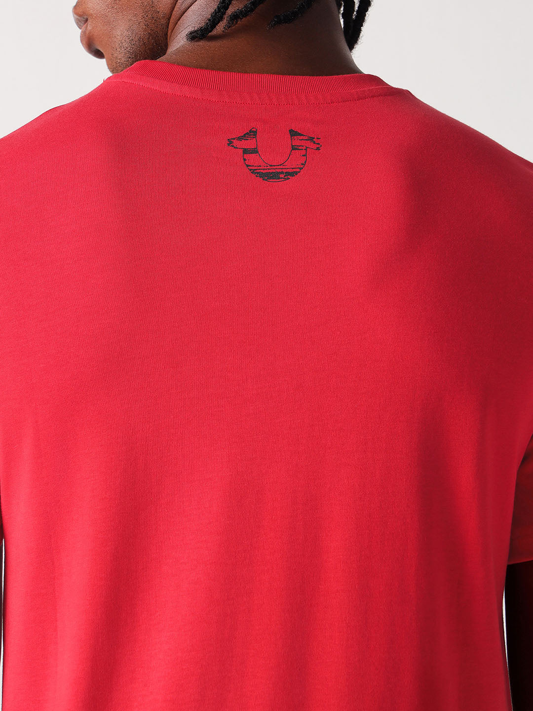 True Religion Men Red Placement Print Round Neck Tshirt