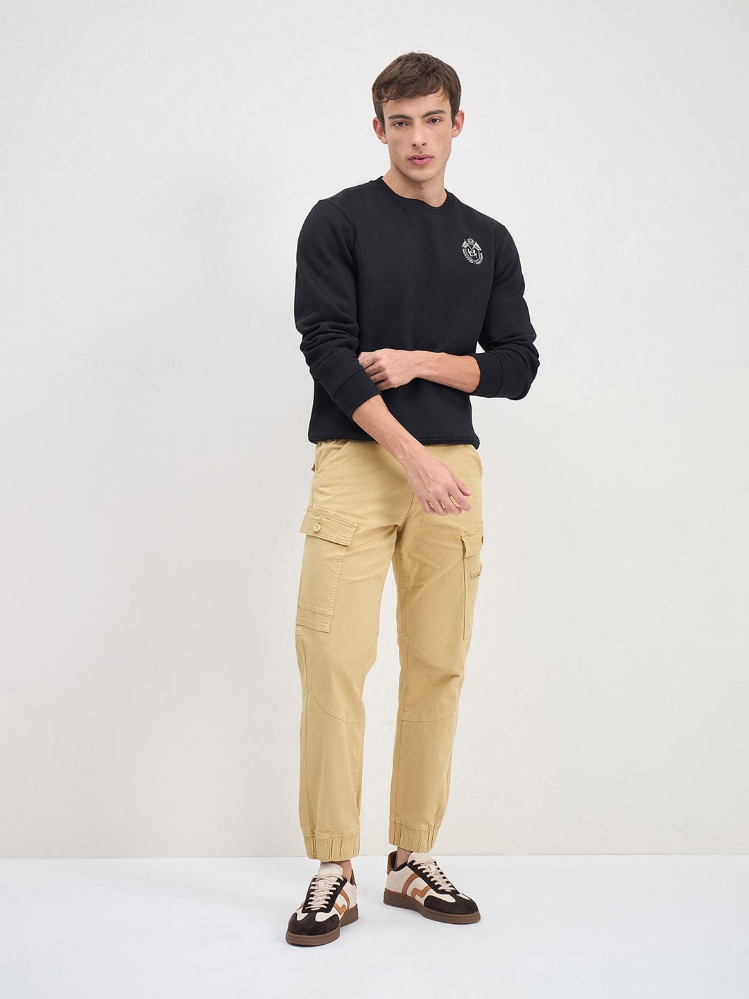 ICONIC Men Khaki Elasticted Bottom Cargo