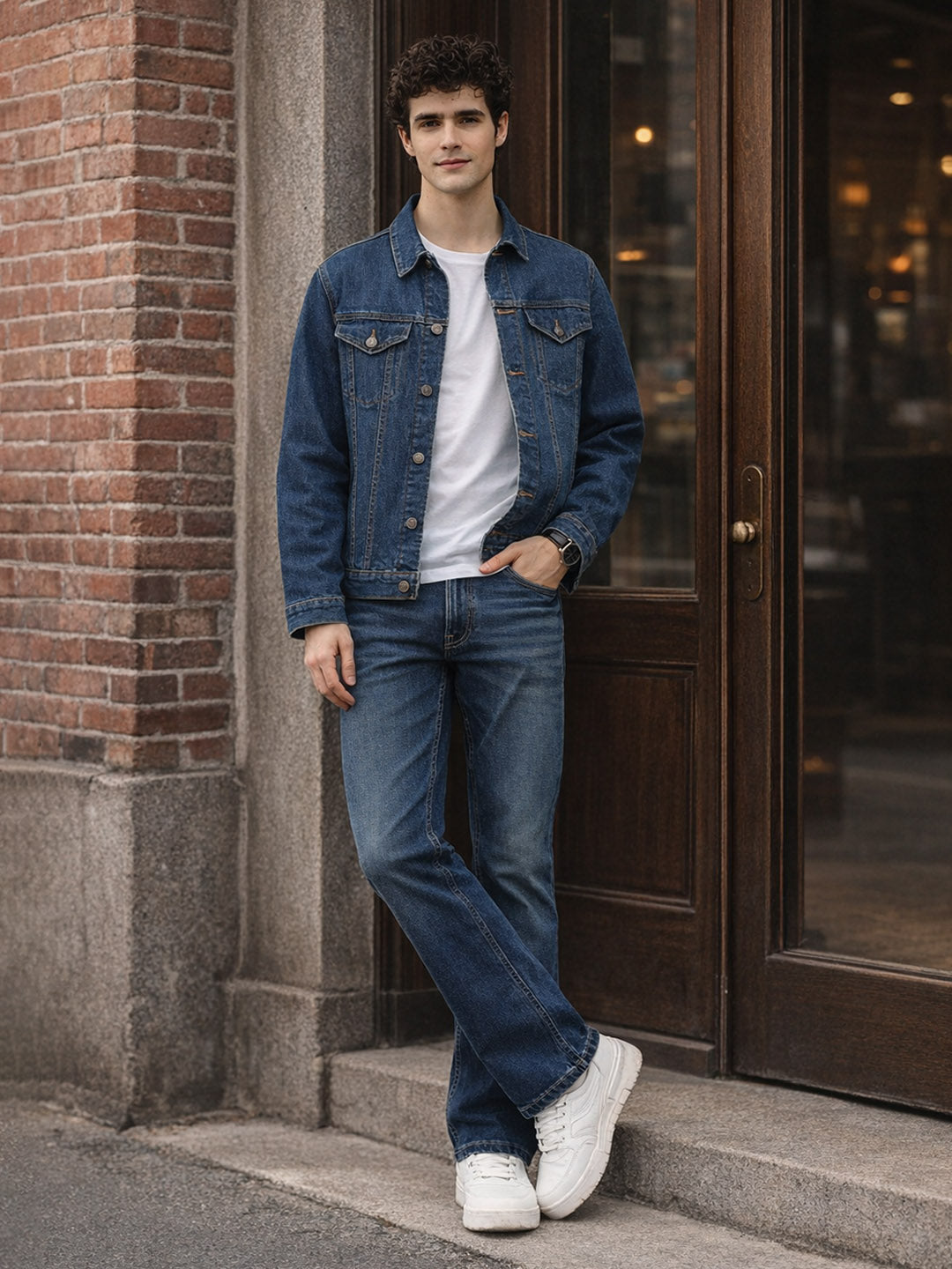 Iconic Men Blue Boot Cut Solid Jeans