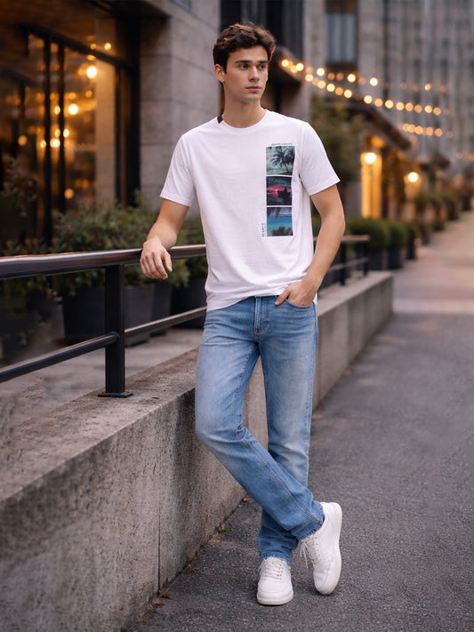 Iconic Men Blue Boot Cut Solid Jeans