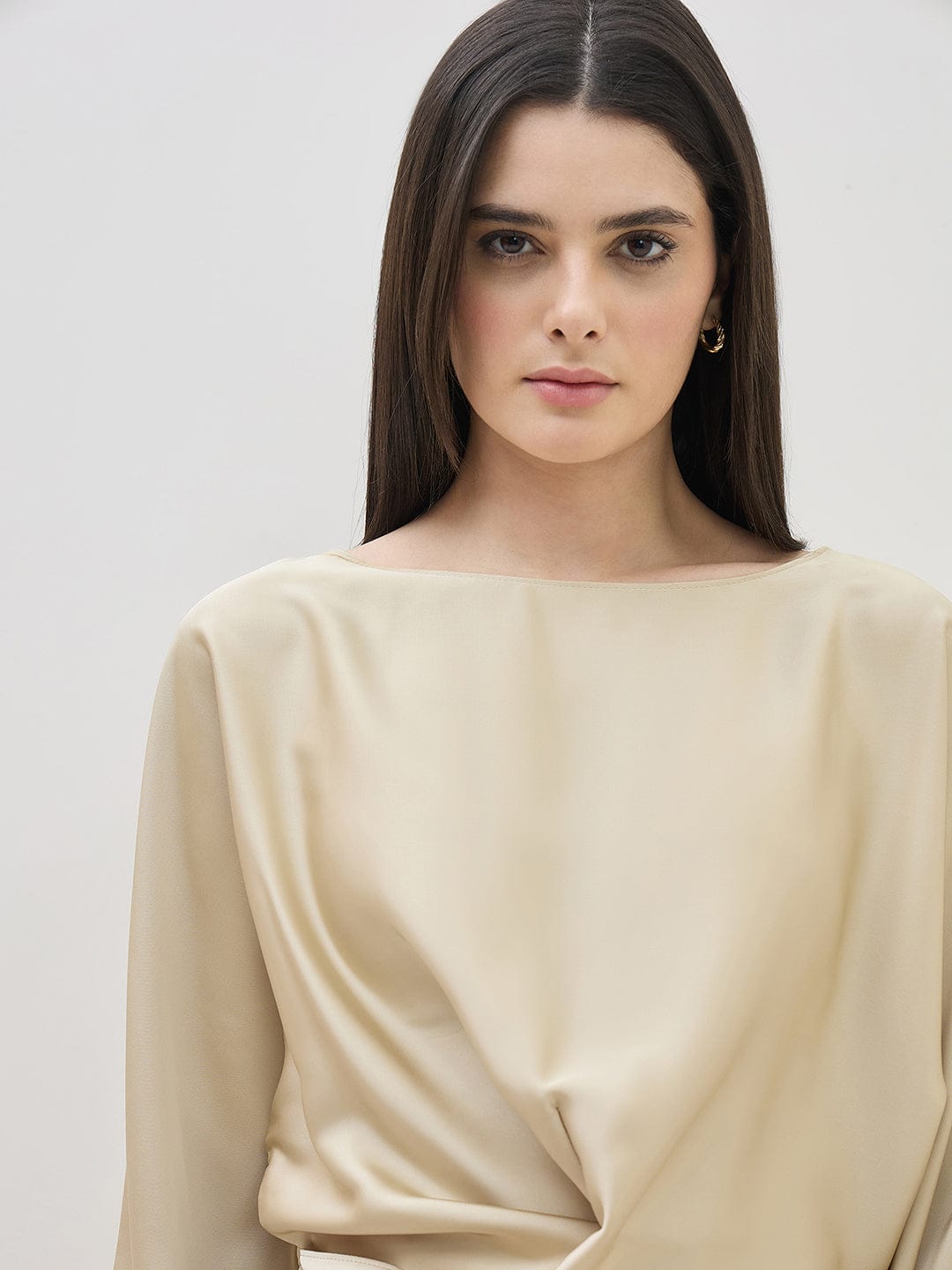 ICONIC Women Beige Kimono Sleeve Top