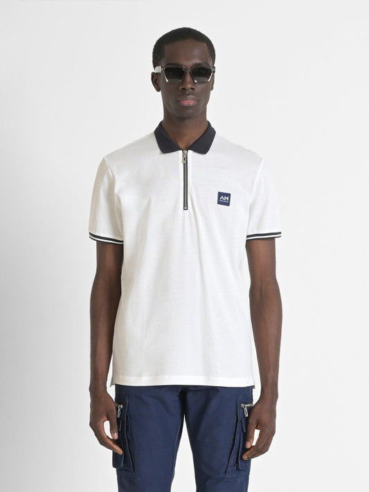 Antony Morato Mens Cream Polo Collar Short Sleeve Solid Tshirt