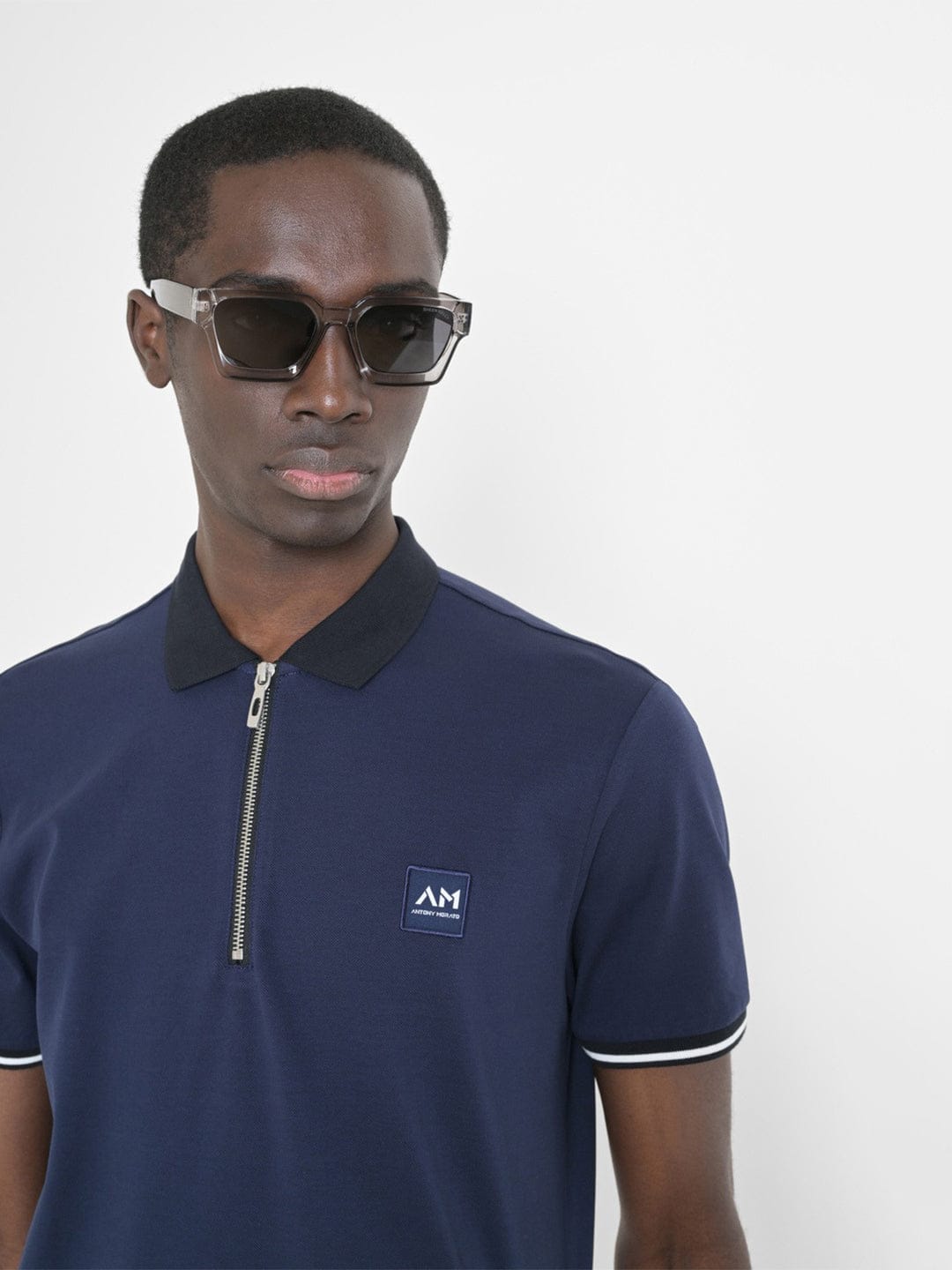 Antony Morato Mens Blue Polo Collar Short Sleeve Solid Tshirt