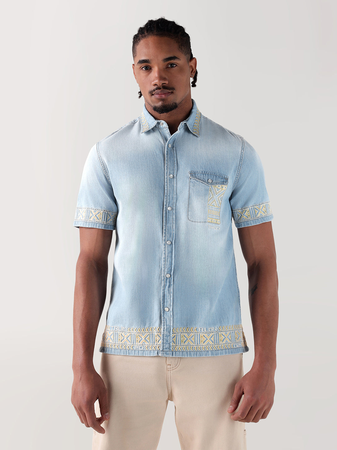 TRUE RELIGION Men Blue Regular Fit Shirt