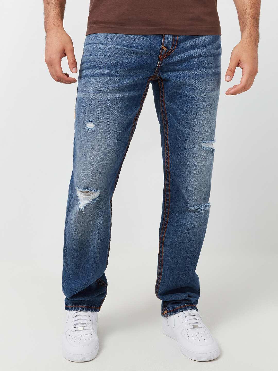 True Religion Men SUPER T Ricky Straight Fit Medium Wash Jeans