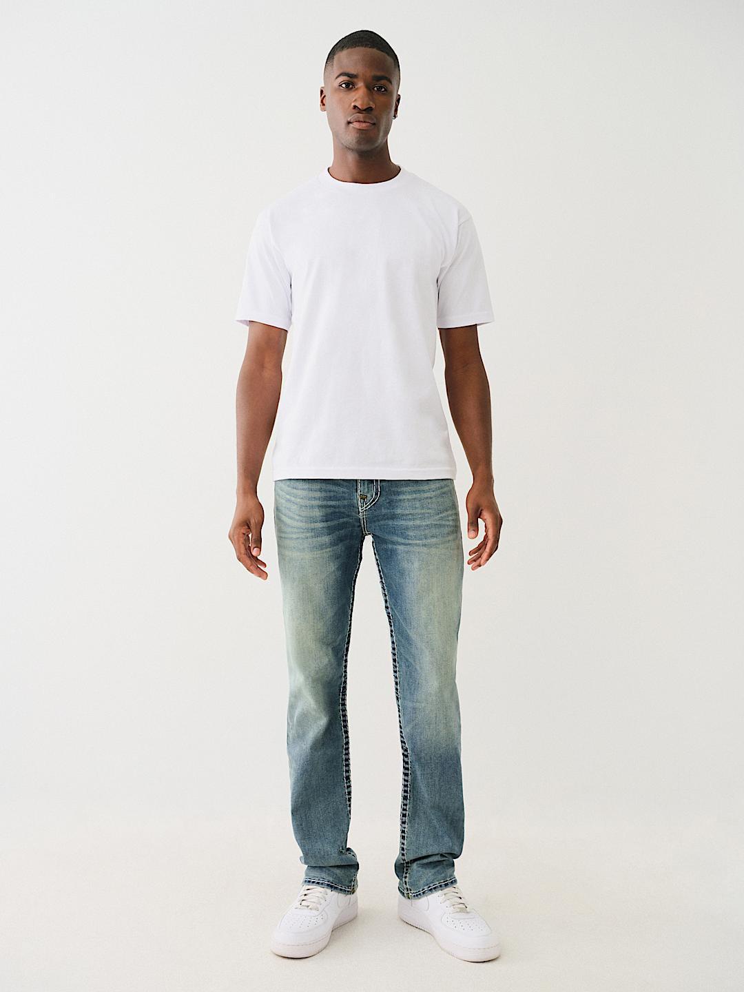 True Religion Men SUPER T Ricky Straight Fit Medium Wash Jeans