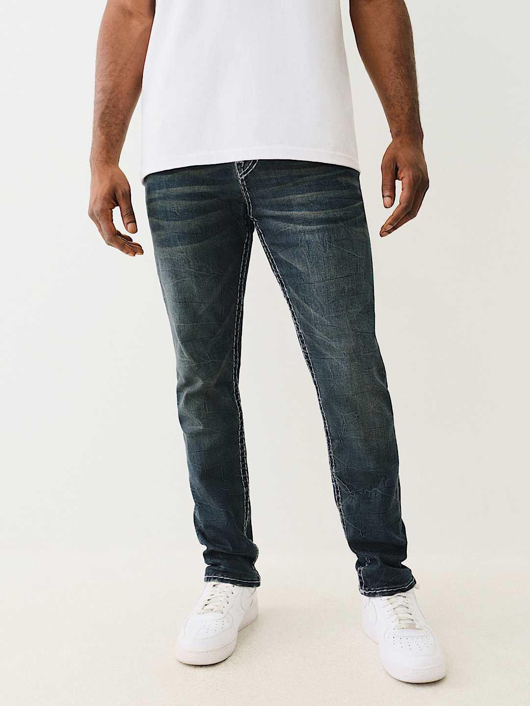 True Religion Men SUPER T Rocco Slim Fit Dark Wash Jeans