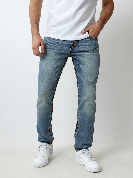 True Religion Men SUPER T Rocco Slim Fit Medium Wash Jeans