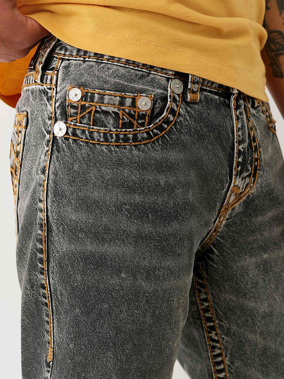 True Religion Men SUPER T Ricky Straight Fit Pure Cotton Mid Rise Jeans