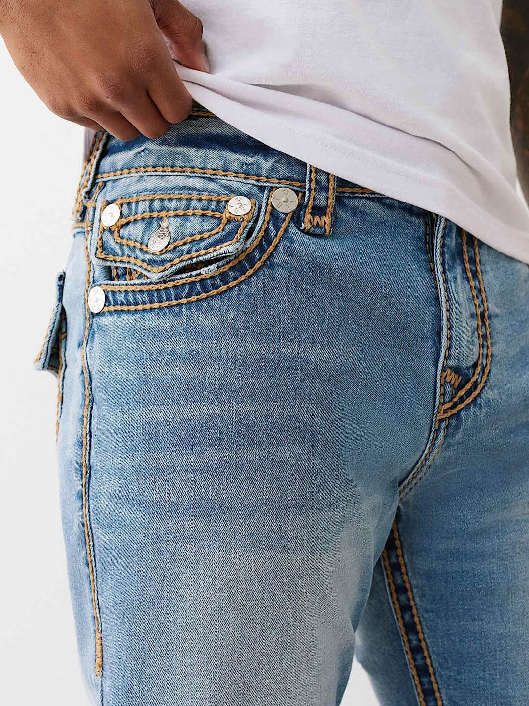 Shop True Religion Men Blue Straight Fit Washed Rope Stitch Ricky
