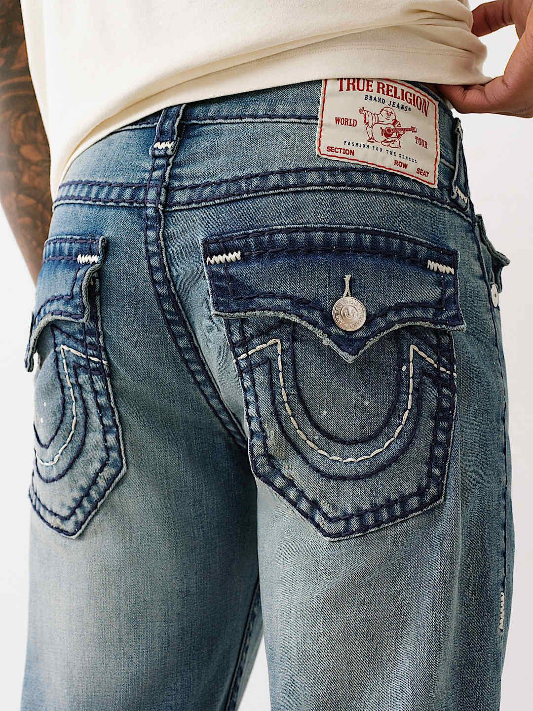 True Religion Men SUPER T Ricky Straight Fit Medium Wash Jeans