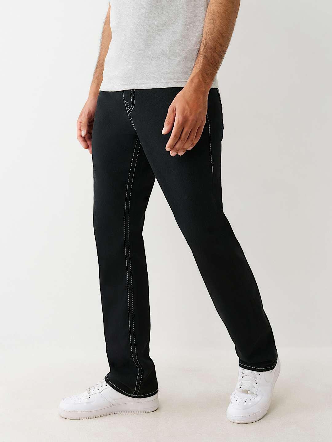 True Religion Men Embroidered Ricky Straight Fit Pure Cotton Mid Rise Jeans