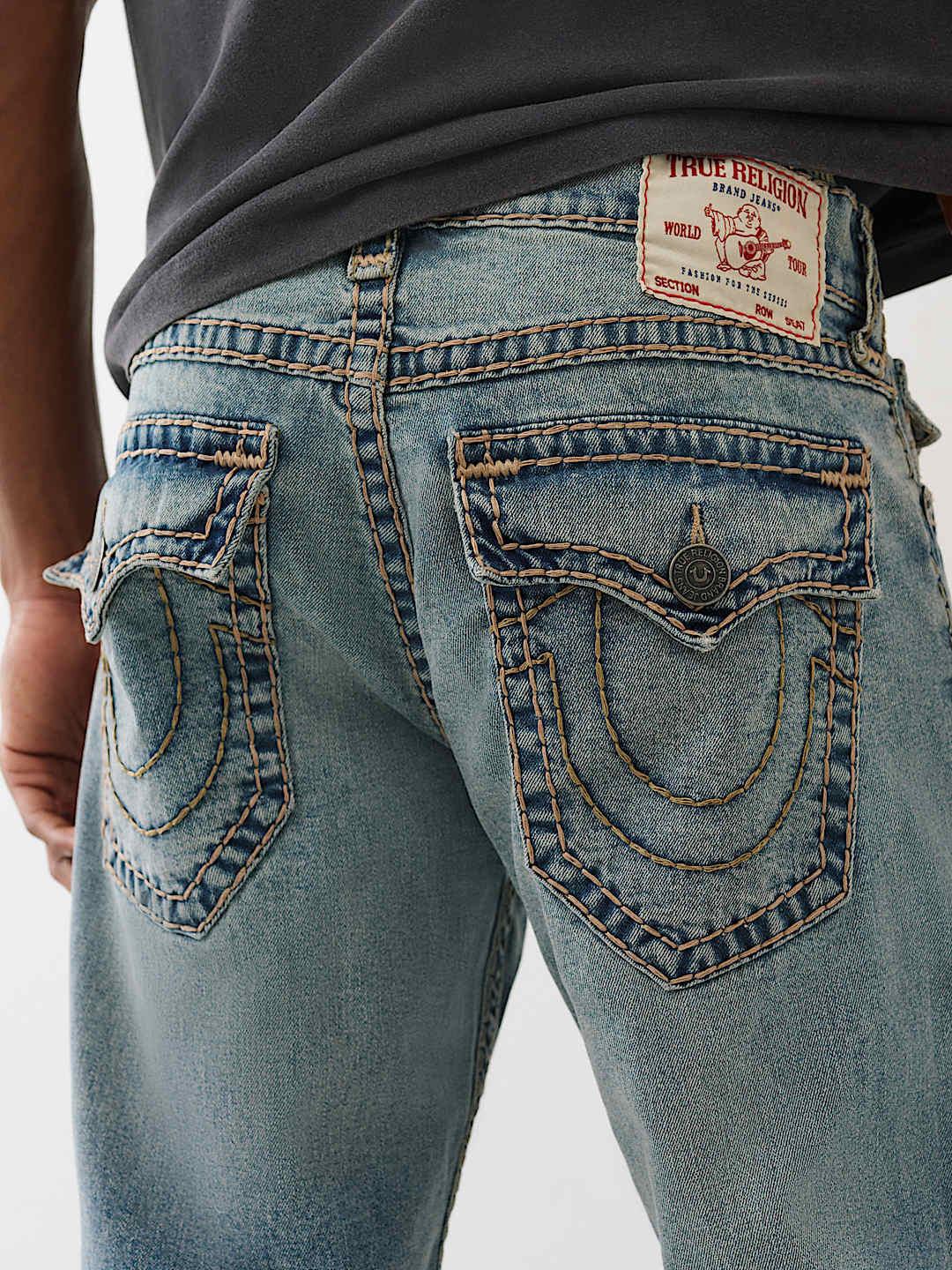 True Religion Men Super T Ricky Straight Fit Light Wash Jeans