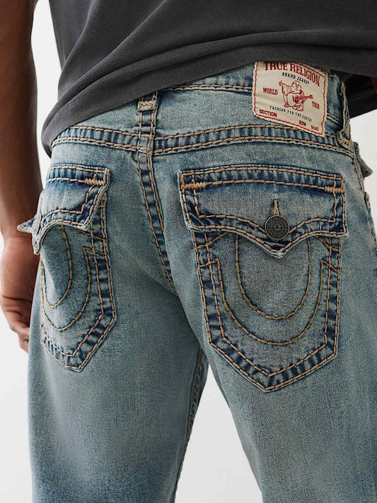 True Religion Men Super T Ricky Straight Fit Light Wash Jeans