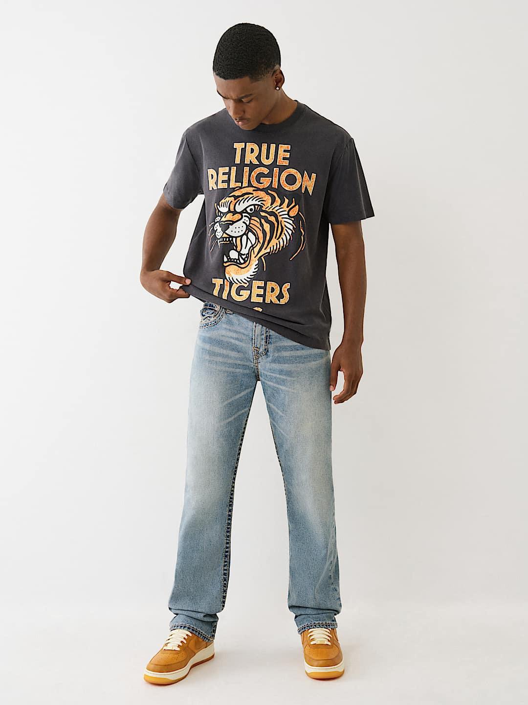 True Religion Men Super T Ricky Straight Fit Light Wash Jeans