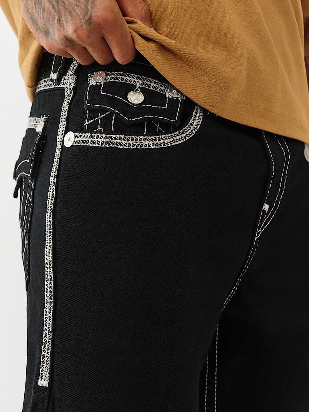 TRUE RELIGION Men VINNY Super T Flat Lock Black Jeans