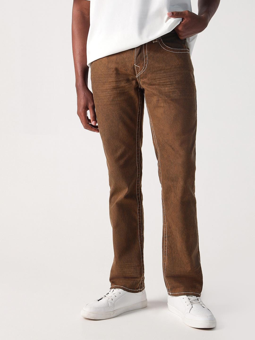 Shop True Religion Men Brown Straight Fit Big T Ricky Jeans Online