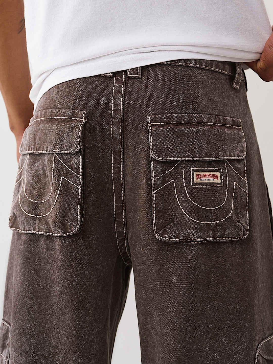True Religion Men Brown Oversized Big T CARGO Trouser