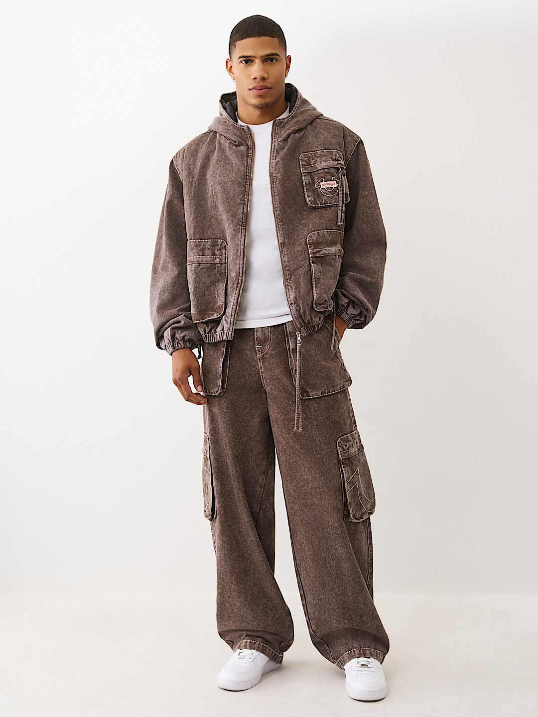 True Religion Men Brown Oversized Big T CARGO Trouser
