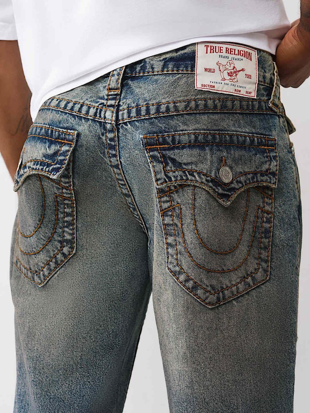 TRUE RELIGION Men Blue Big T Straight Fit Jeans