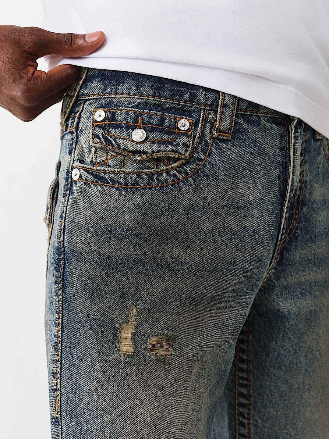 TRUE RELIGION Men Blue Big T Straight Fit Jeans