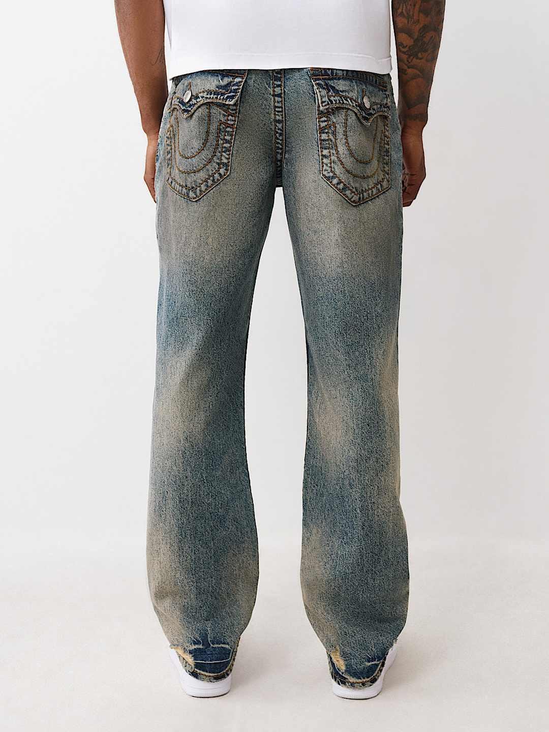 TRUE RELIGION Men Blue Big T Straight Fit Jeans