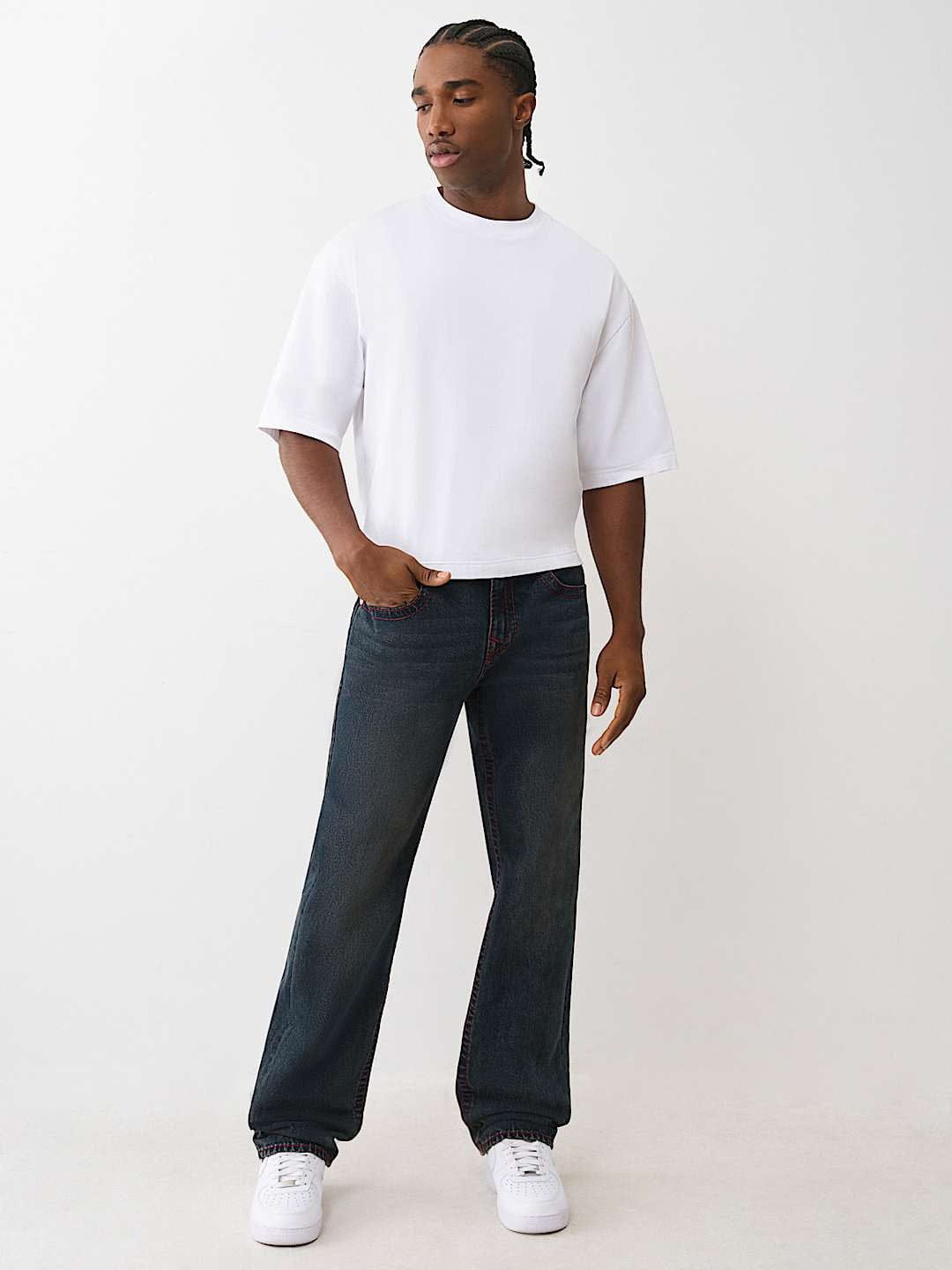 Shop TRUE RELIGION Men RICKY Embroidered Dark Indigo Jeans Online