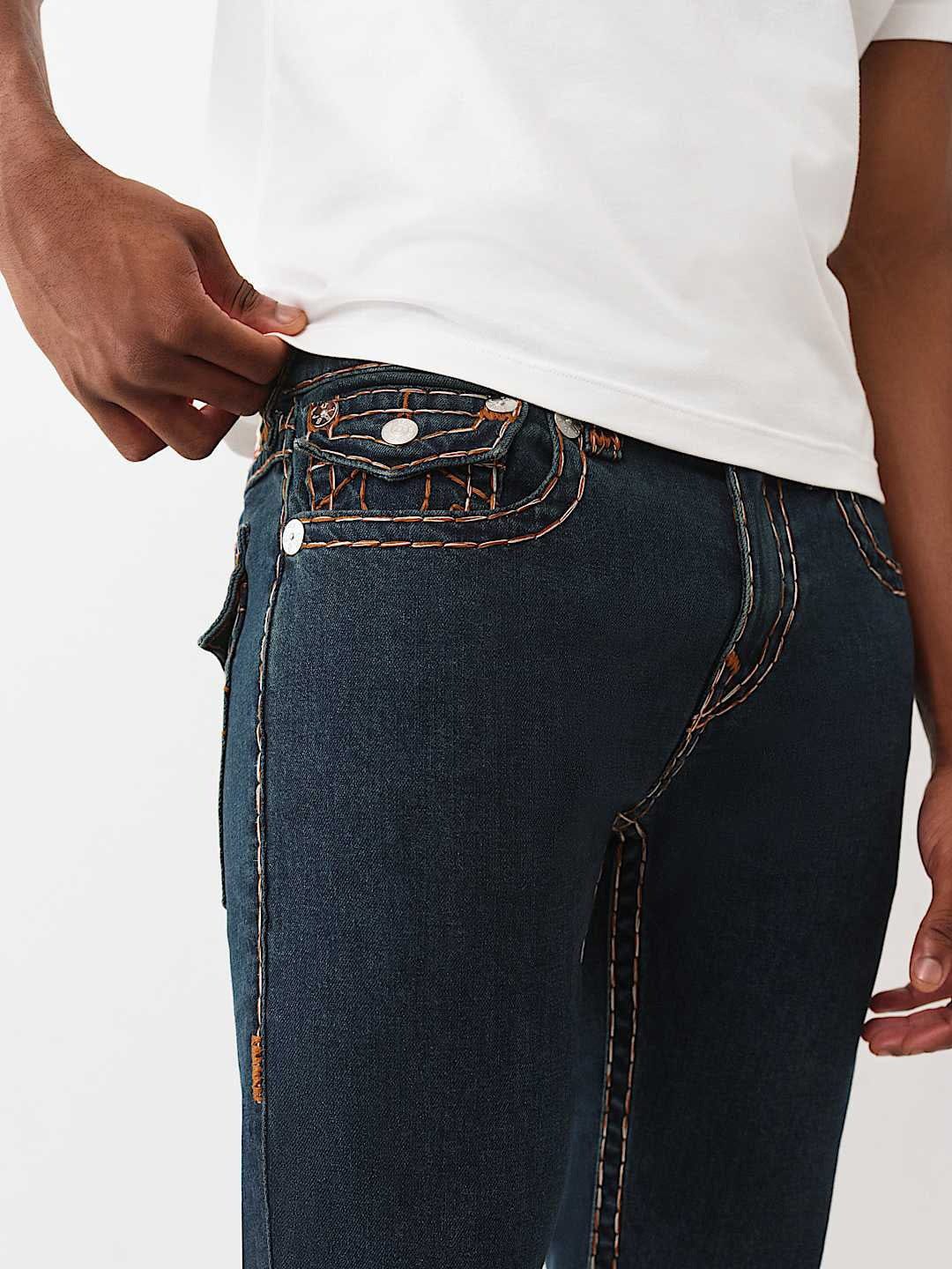 Shop TRUE RELIGION Men ROCCO Super T Dark Indigo Jeans Online