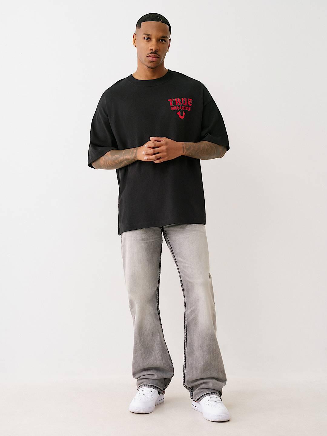 True Religion Men SUPER T Billy Bootcut Fit Pure Cotton Mid Rise Jeans