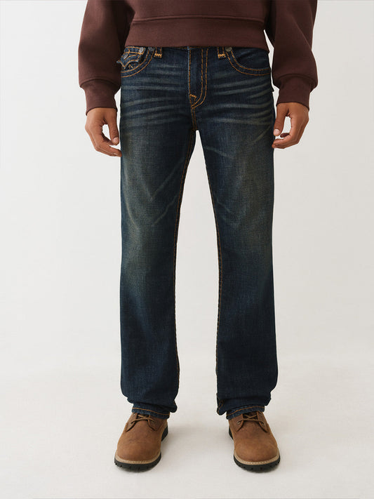 TRUE RELIGION Men Dark Indigo Super T Straight Fit Jeans